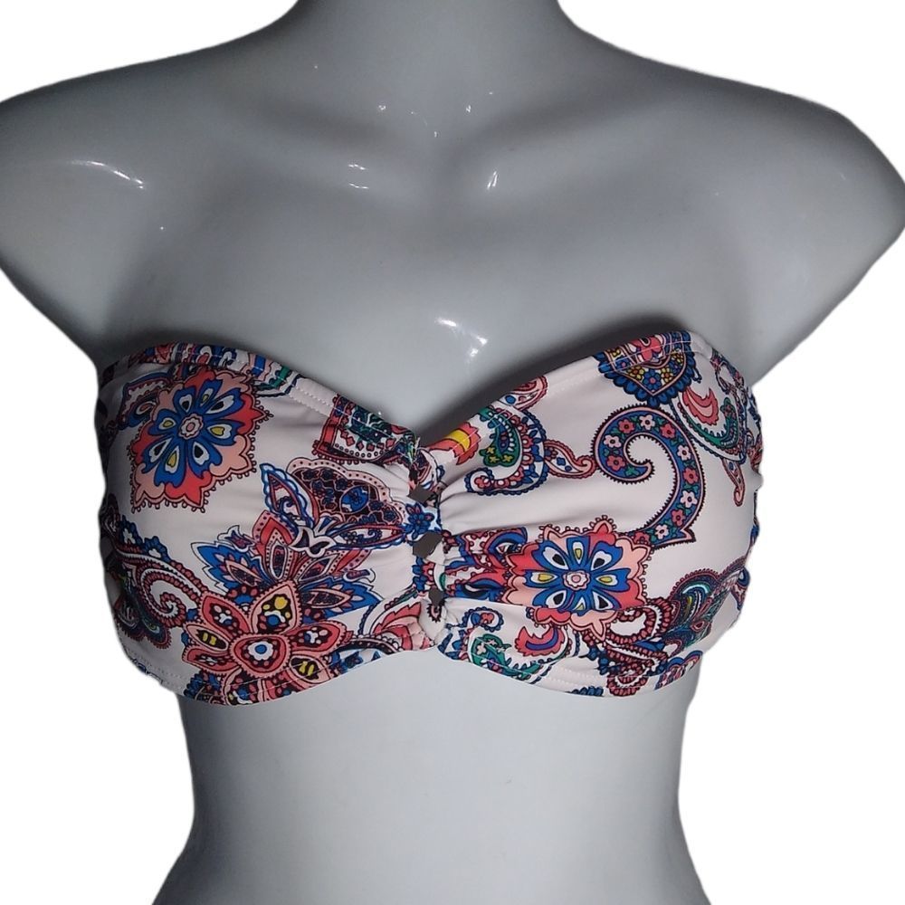 Colorful strapless bikini top M